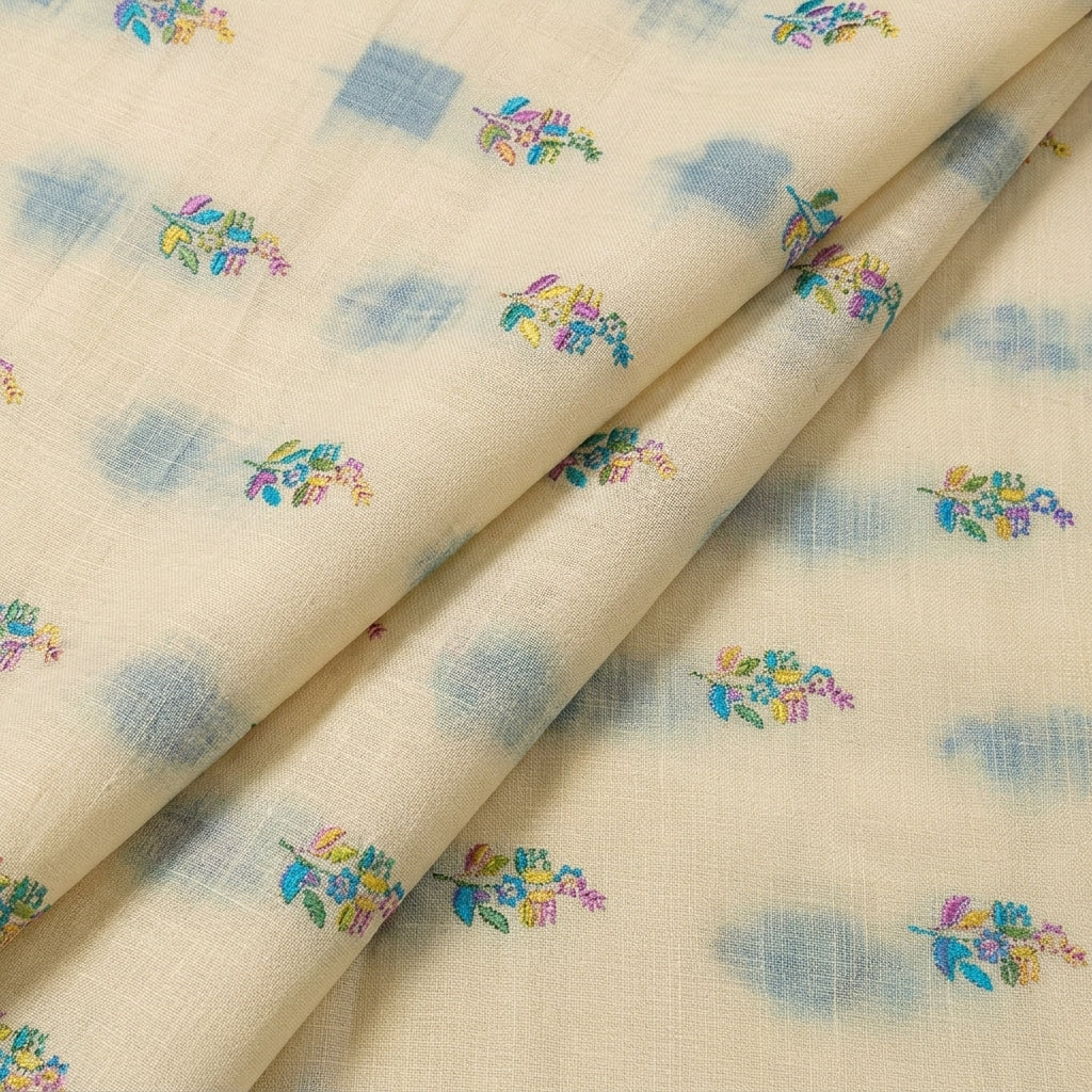 Folded Embroidery Yellow Embroidery Linen Fabric