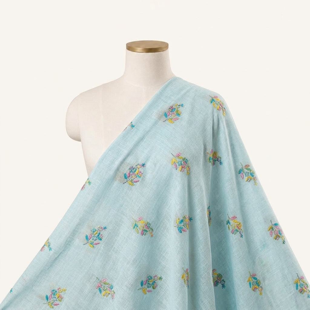 Embroidery Linen Fabric - EA5227 - saree_drape