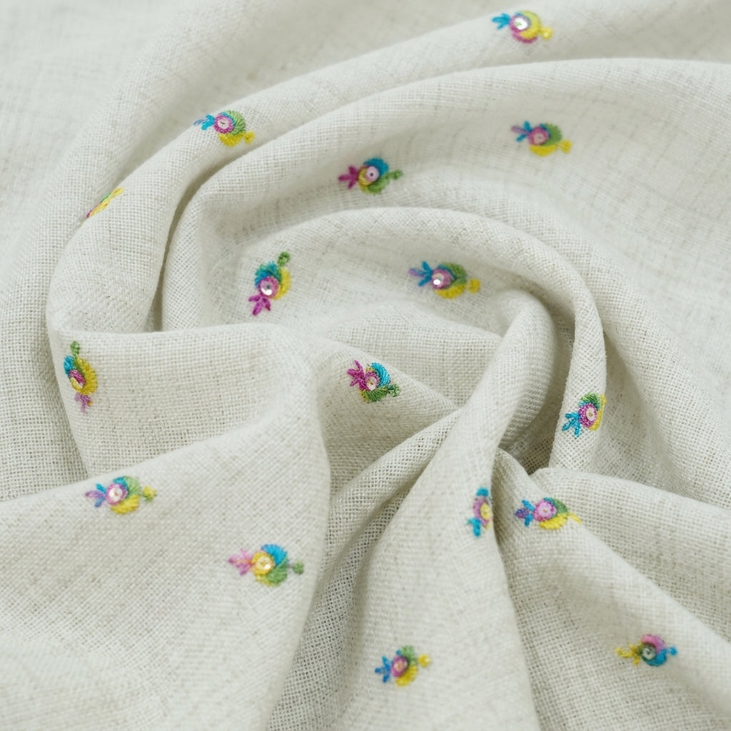 Embroidery Linen Fabric - EA5229 - Swirl