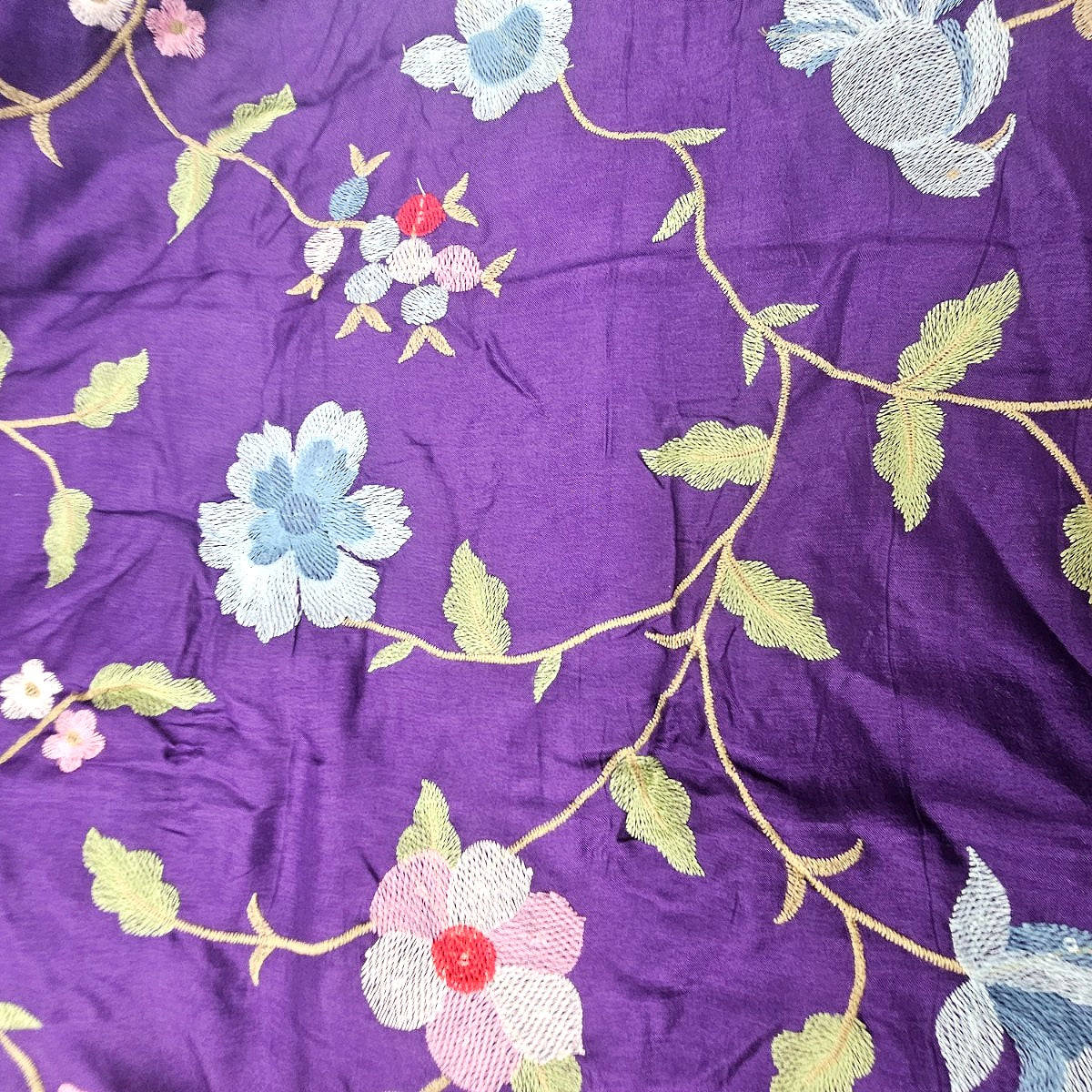 Embroidery Tussar Fabric - EA5243 - Flat fabric