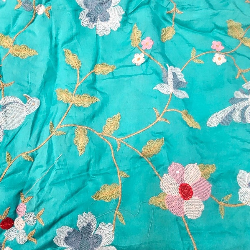 Embroidery Tussar Fabric - EA5244 - Flat fabric