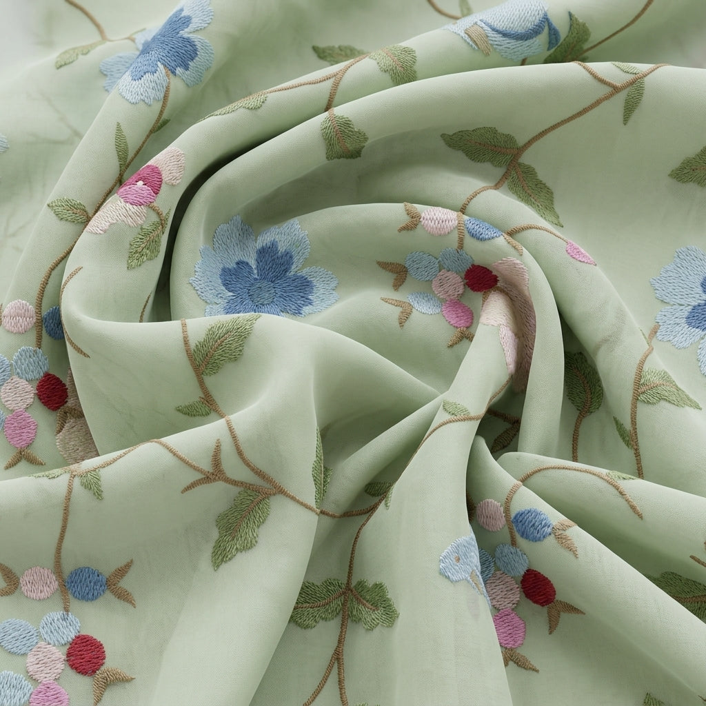 Embroidery Chanderi Fabric - EA5247 - Swirl