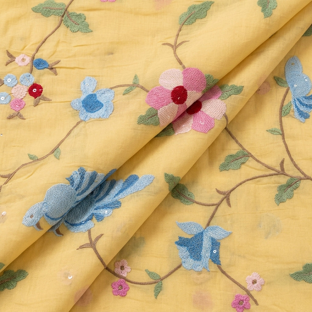 Embroidery Chanderi Fabric - EA5248 - folds