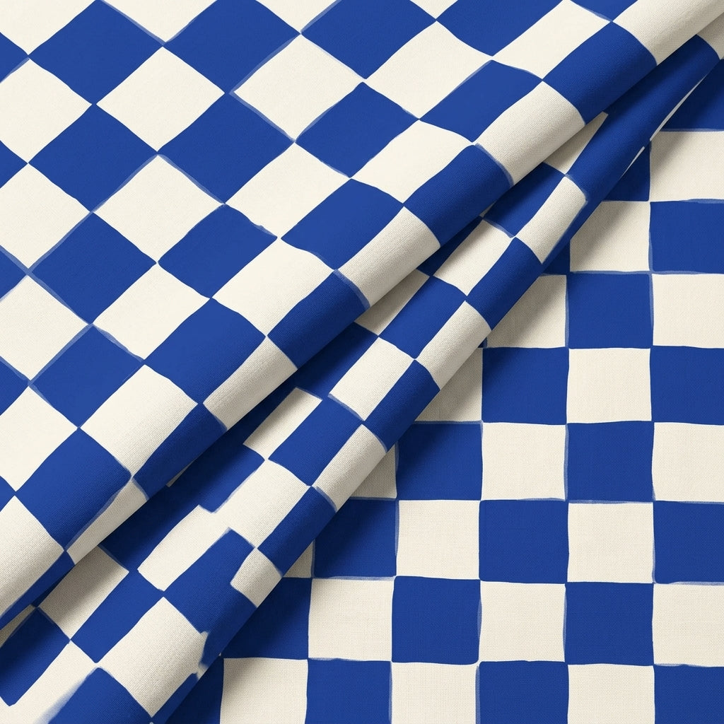 Folded Checked White Checked Cotton Fabric