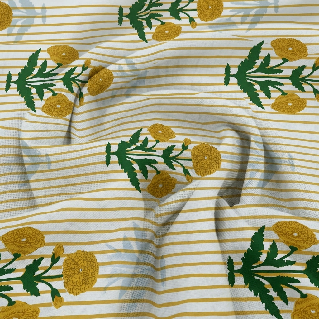 Swirled Floral White Floral Cotton Fabric