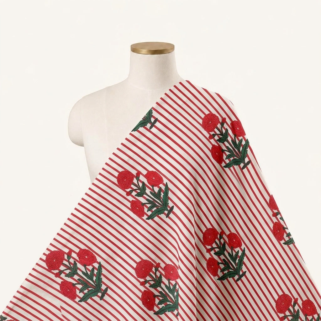 Floral Cotton Fabric - EA5259 - saree_drape