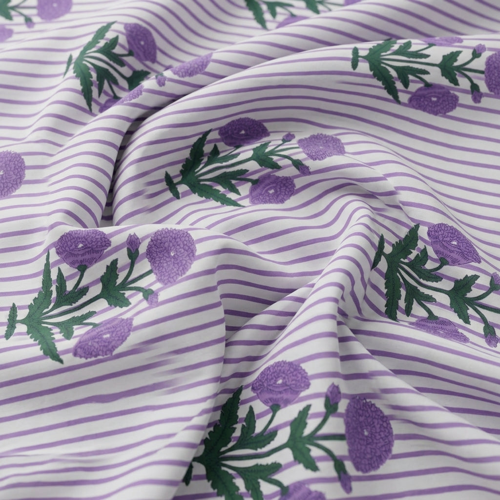 Swirled Floral White Floral Cotton Fabric