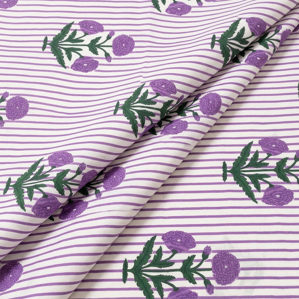 Folded Floral White Floral Cotton Fabric