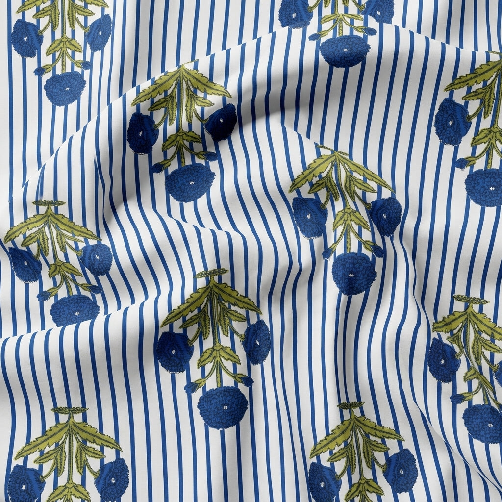 Swirled Floral White Floral Cotton Fabric