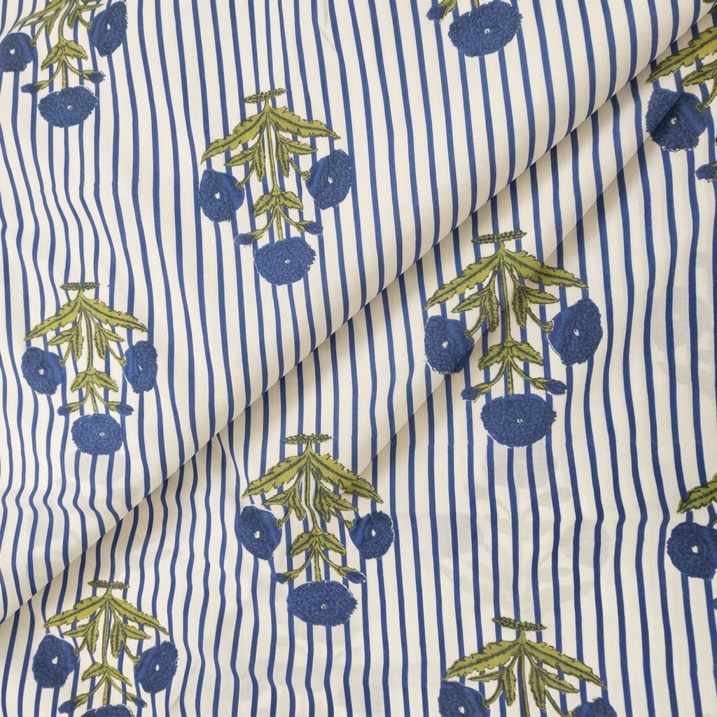 Folded Floral White Floral Cotton Fabric