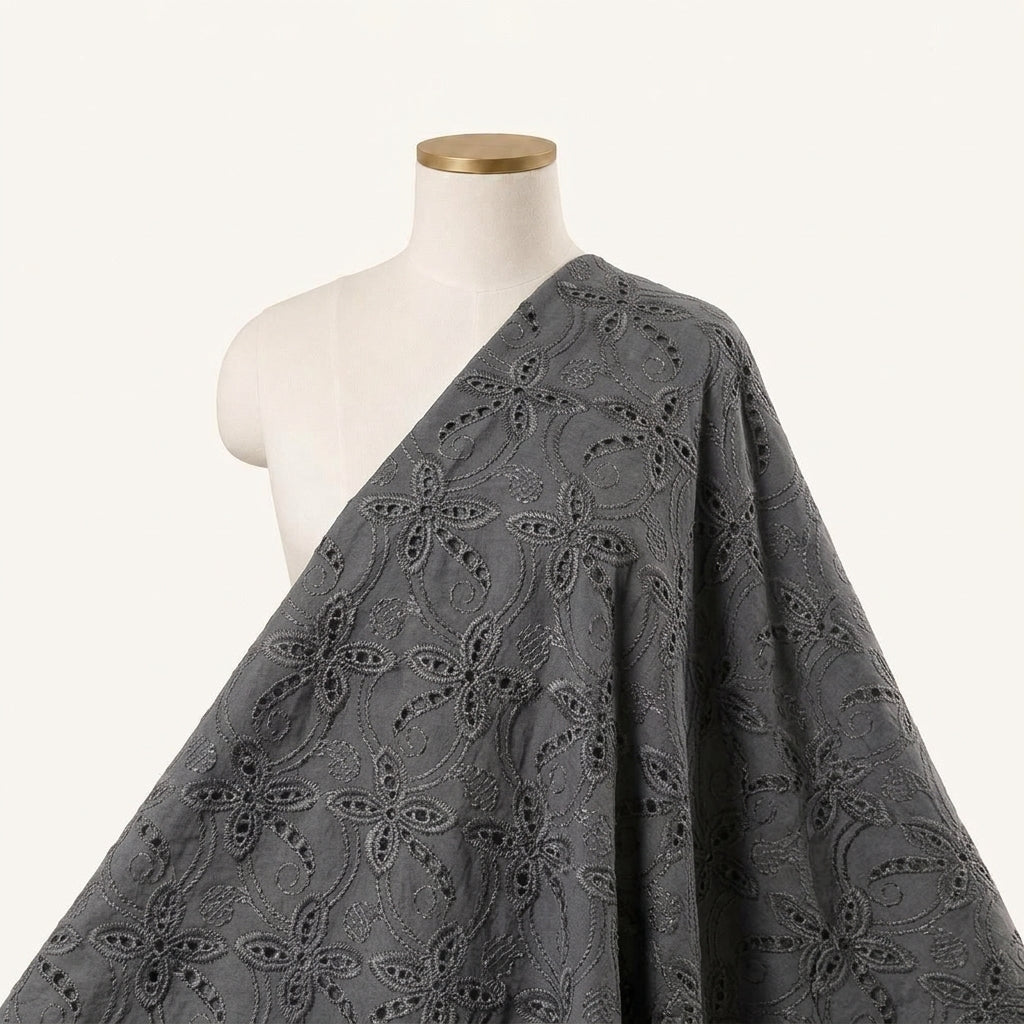 Embroidery Black Embroidery Cotton Fabric Draped as a saree
