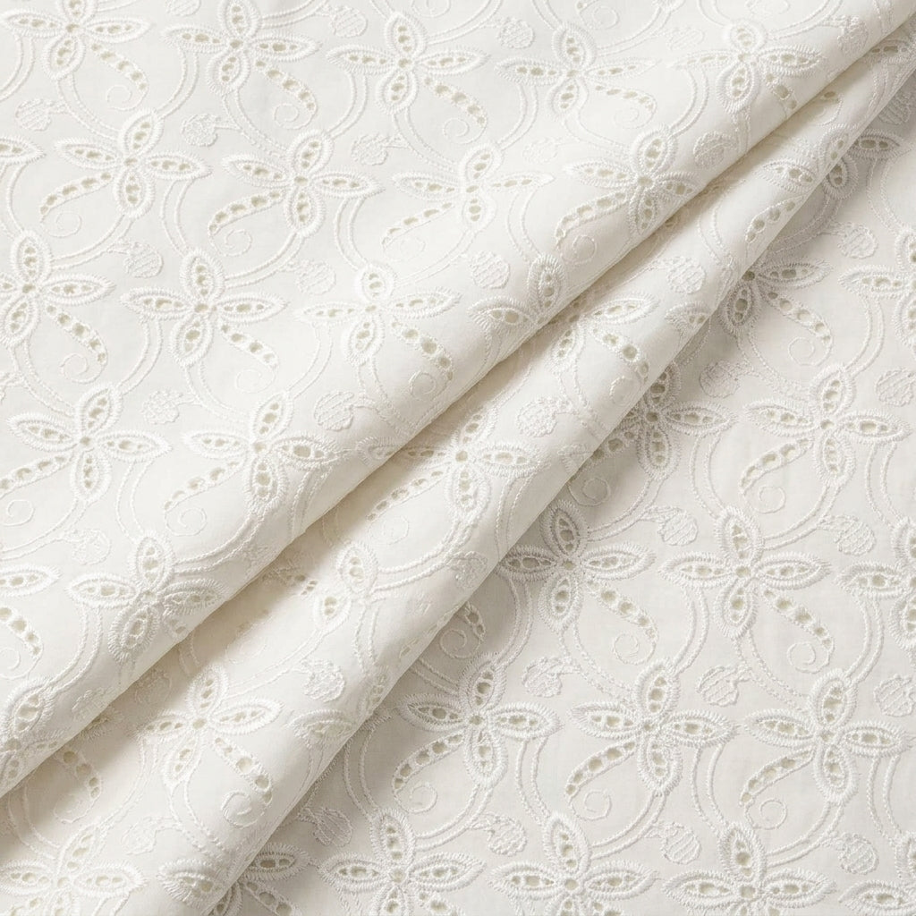 Folded Embroidery Cream Embroidery Cotton Fabric