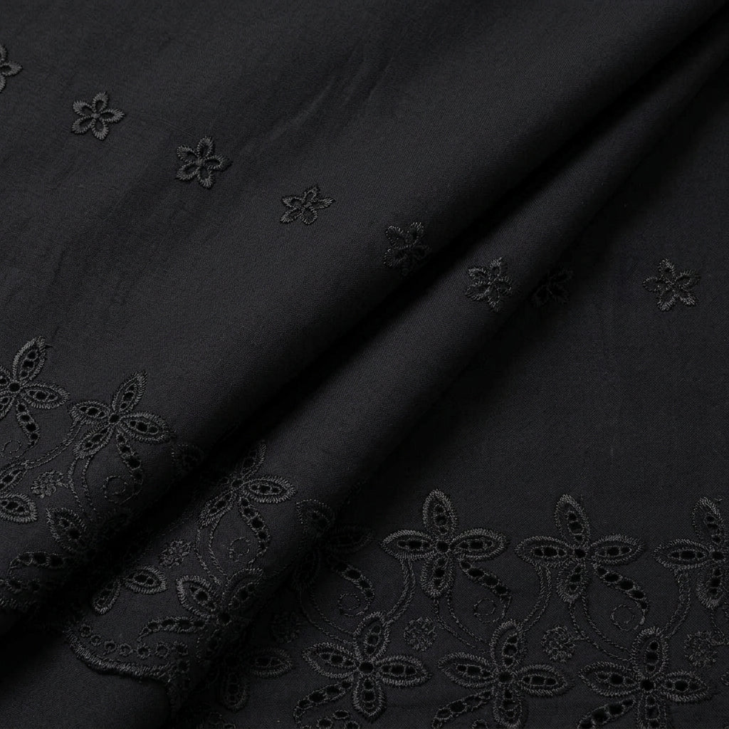 Folded Embroidery Black Embroidery Cotton Fabric