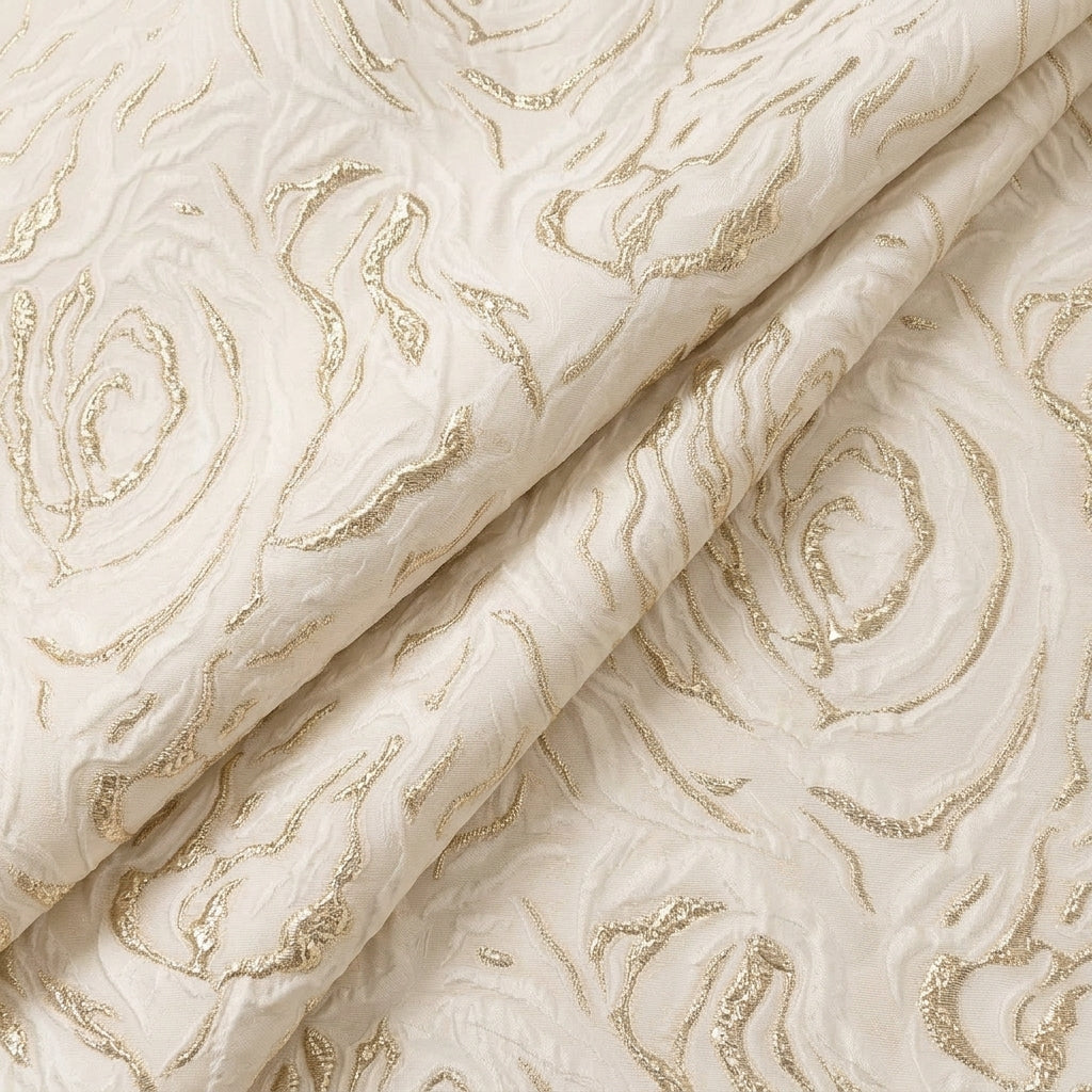 Folded Embossed Cream Embossed Organza Fabric
