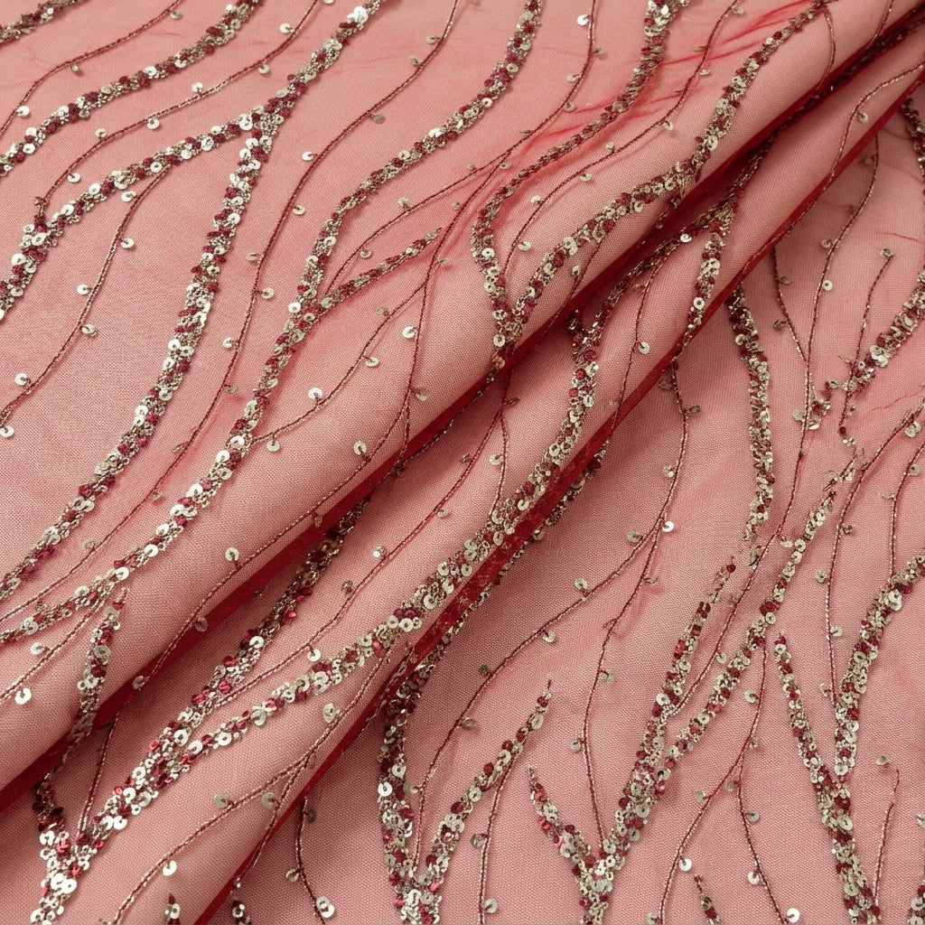 Embroidery Net Fabric - EA5313 - folds