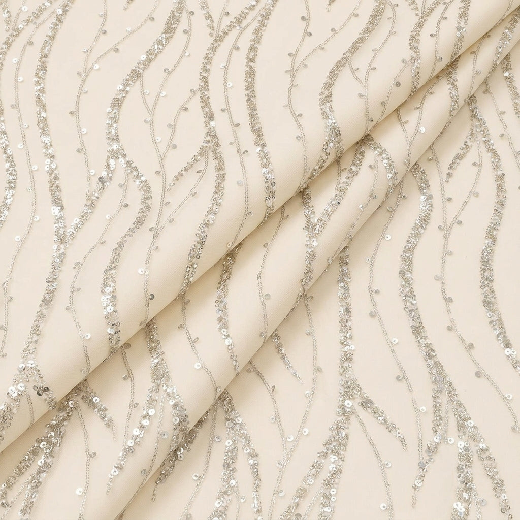 Folded Embroidery White Embroidery Net Fabric