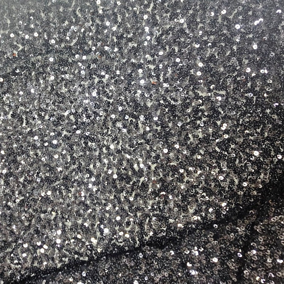 Black Embroidery Net Fabric, laid flat