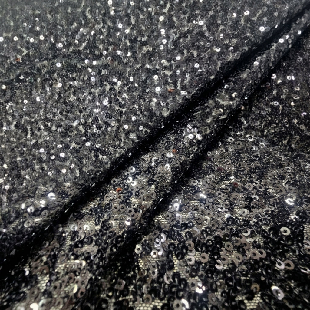 Folded Black Embroidery Net Fabric