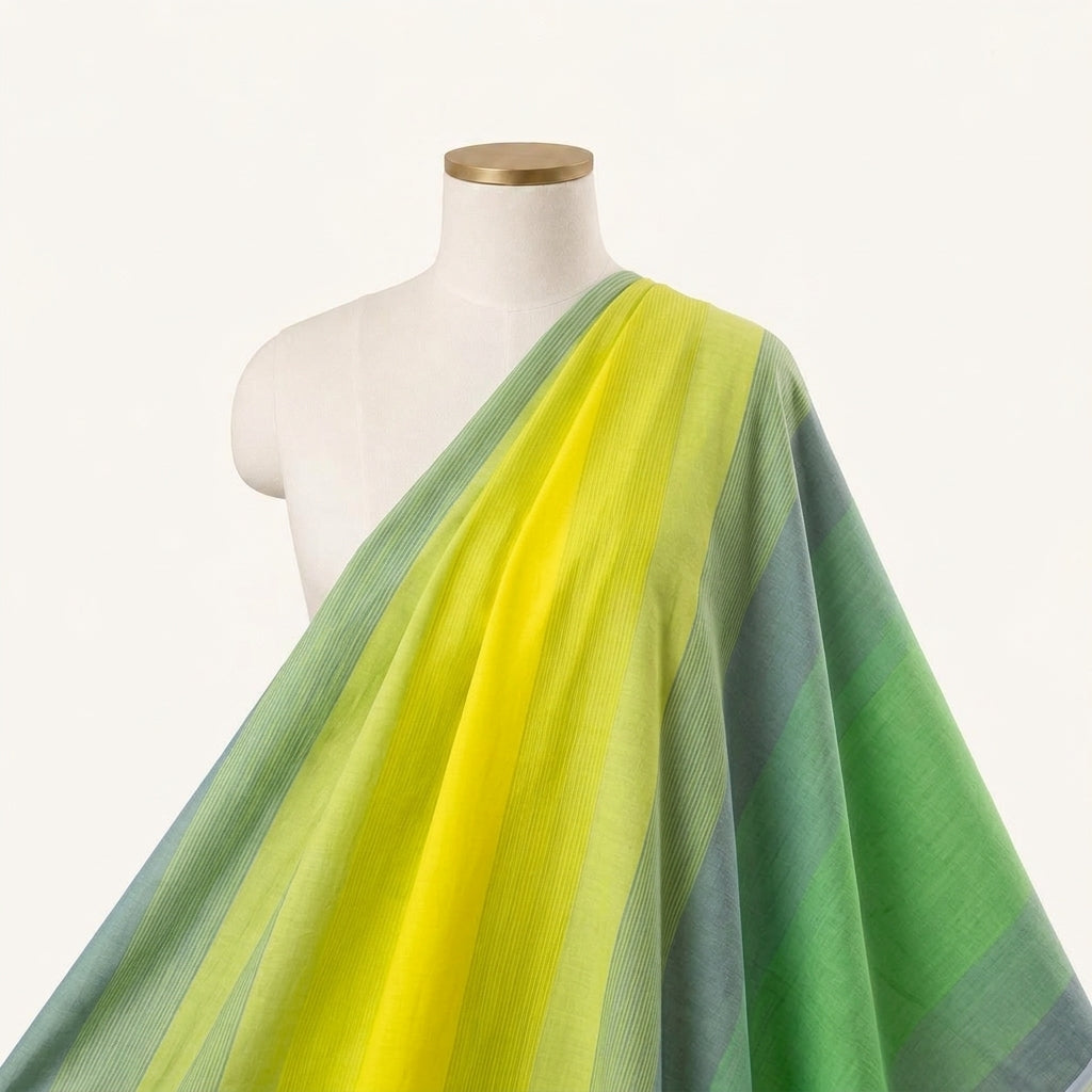 Multicolor Shaded Cotton Fabric Draped as a saree