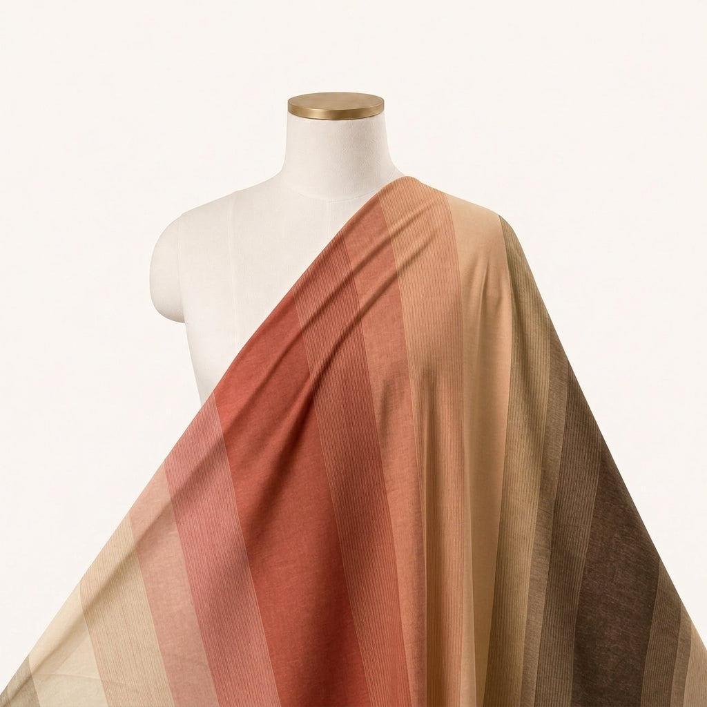 Multicolor Shaded Cotton Fabric Draped as a saree