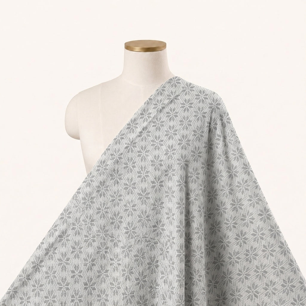 Grey Printed Jacquard Fabric Draped as a saree