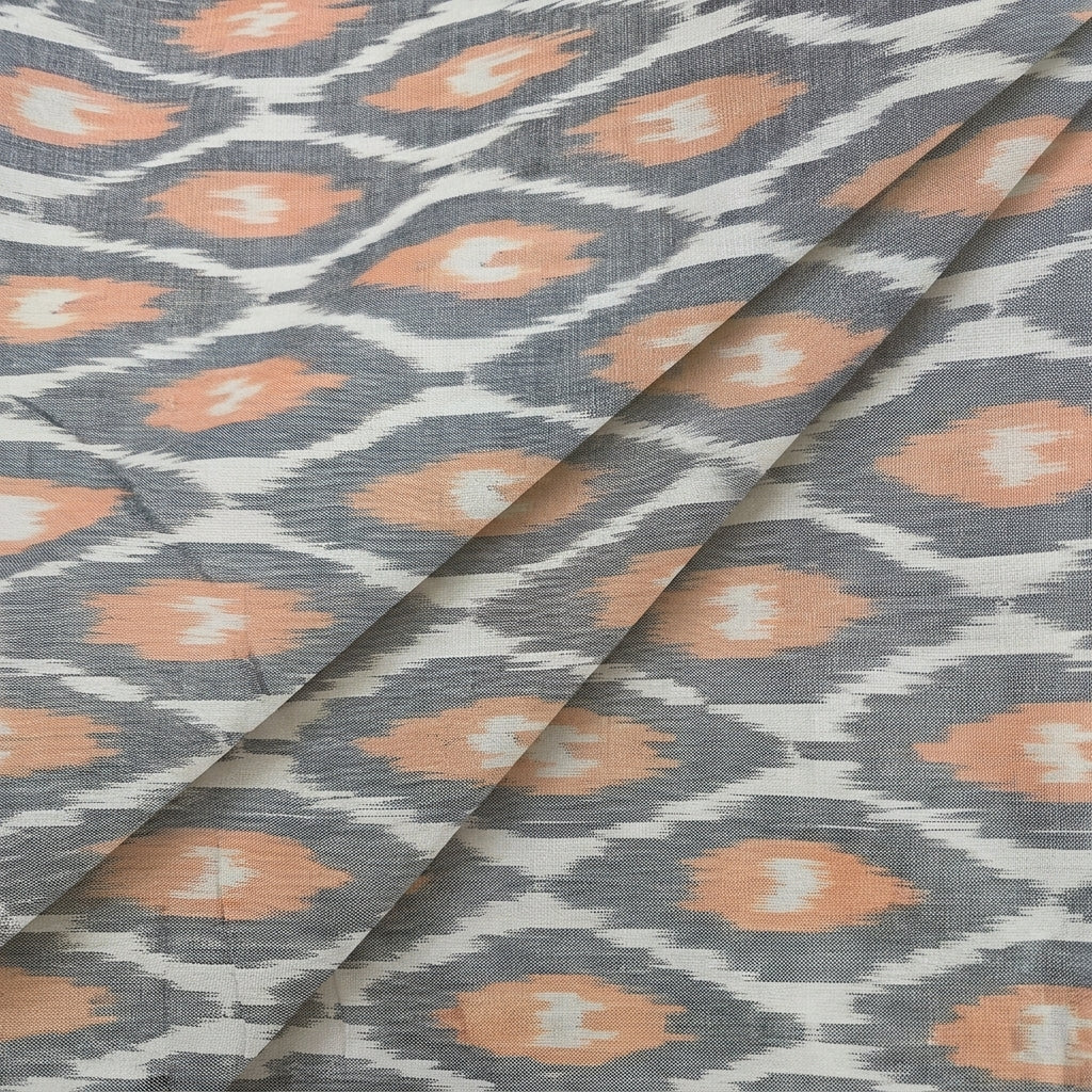 Folded Grey Ikat Cotton Fabric