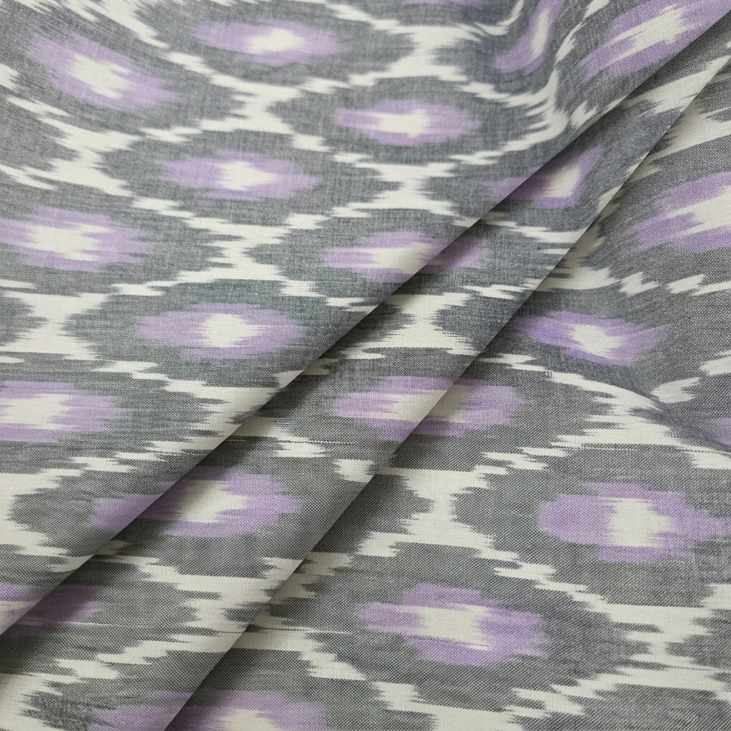 Folded Grey Ikat Cotton Fabric