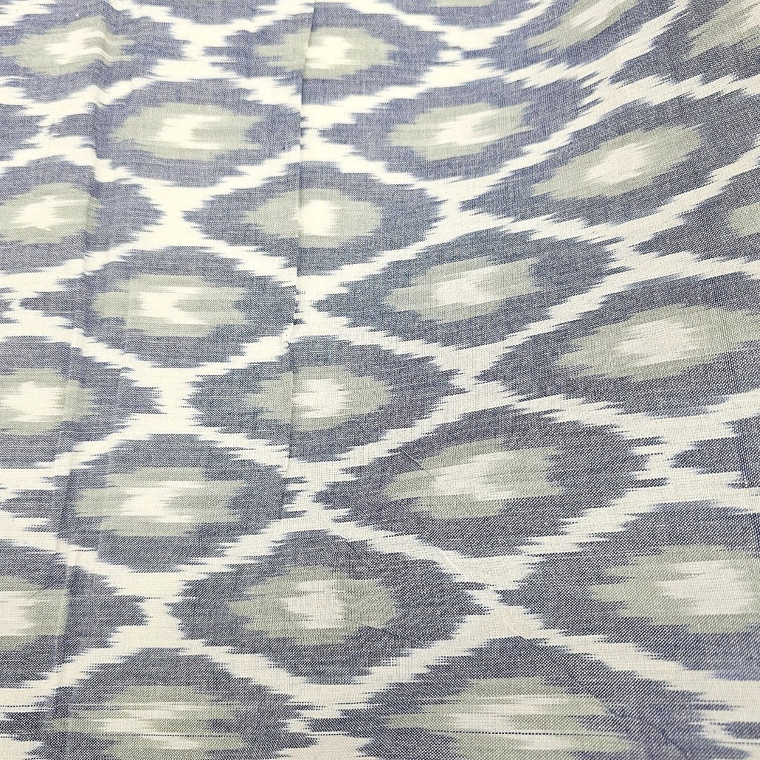 Blue Ikat Cotton Fabric, laid flat