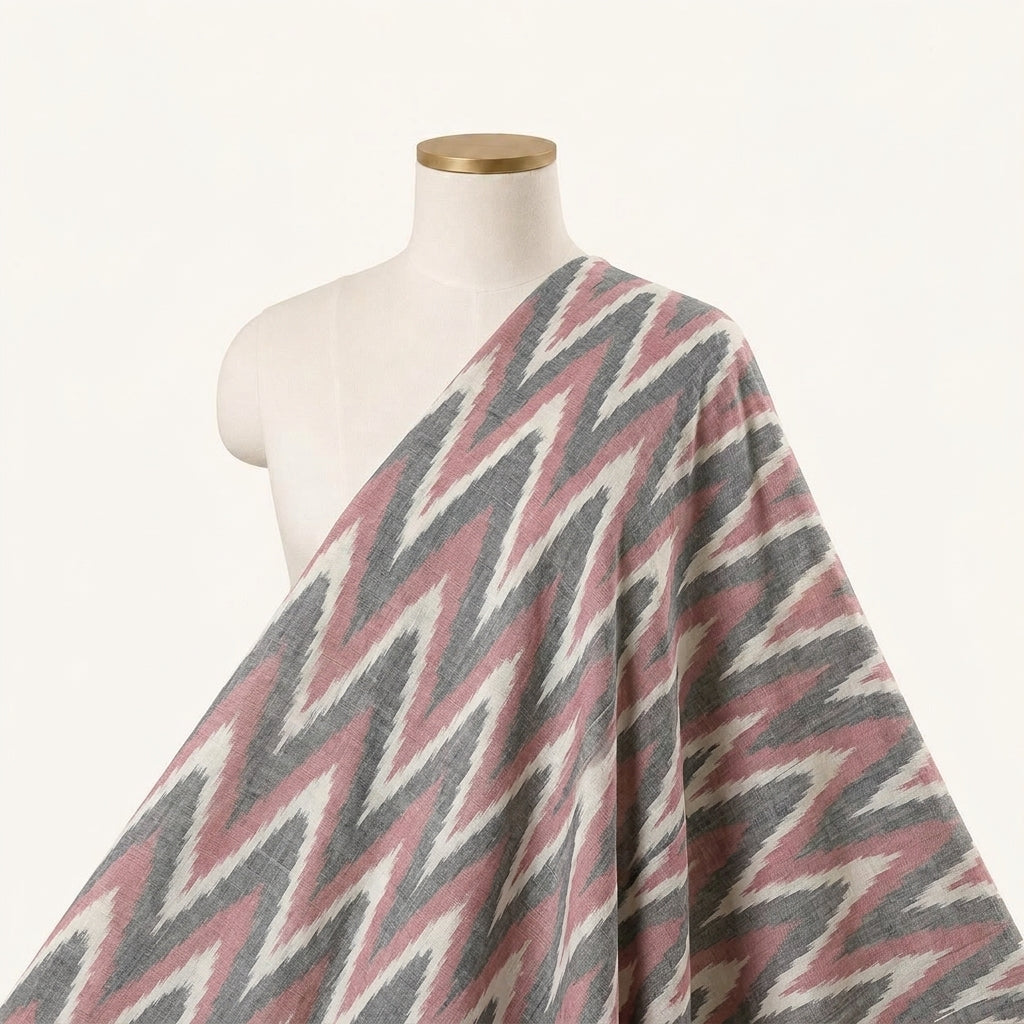 Black Ikat Cotton Fabric Draped as a saree