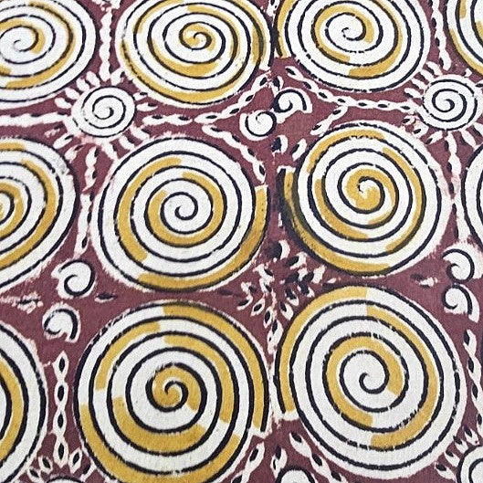 Purple Kalamkari Cotton Fabric, laid flat