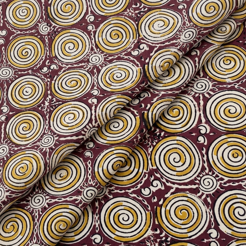 Folded Purple Kalamkari Cotton Fabric