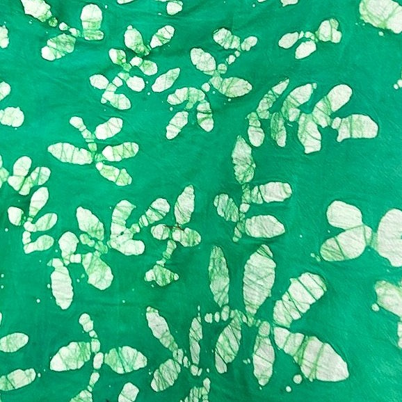 Green Batik Cotton Fabric, laid flat