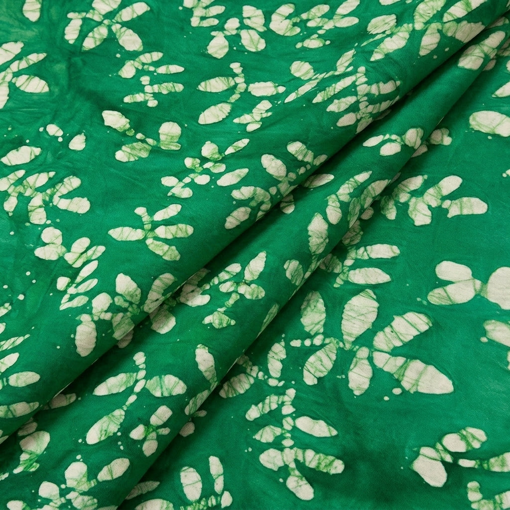 Folded Green Batik Cotton Fabric