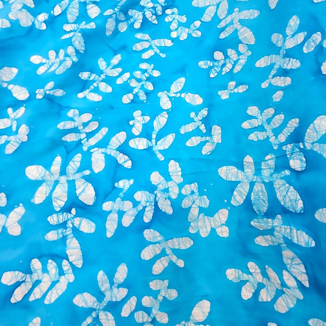 Blue Batik Cotton Fabric, laid flat