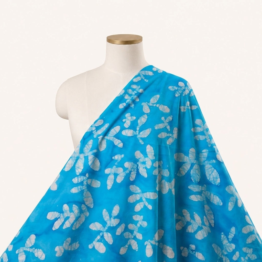 Blue Batik Cotton Fabric Draped as a saree