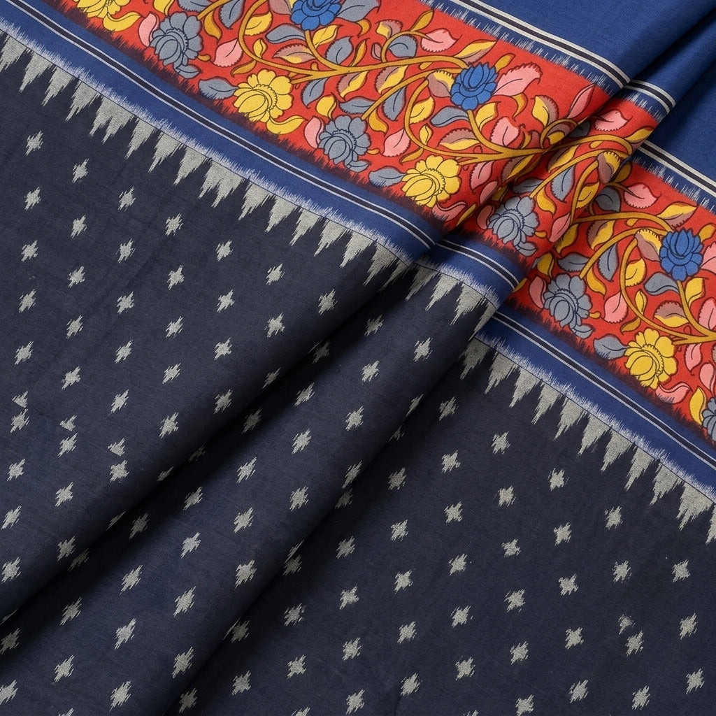 Folded Black Ikat Cotton Fabric