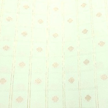Mint Green Checked Semi Banaras Fabric, laid flat