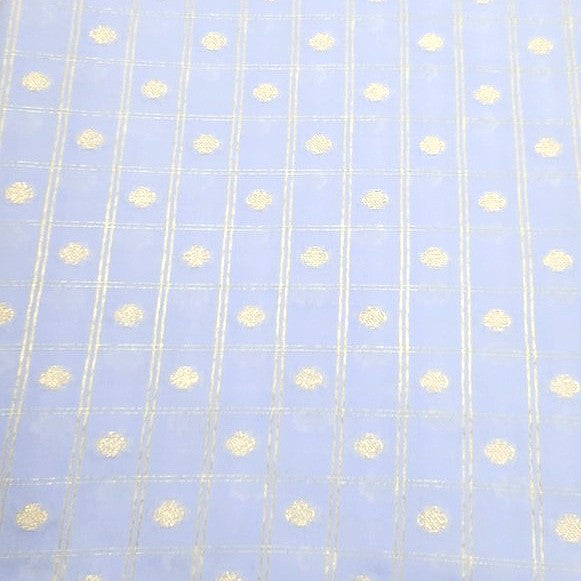 Violet Checked Semi Banaras Fabric, laid flat