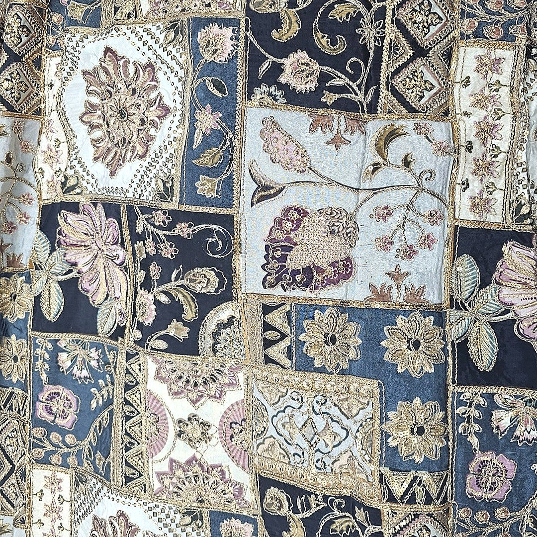 Light Blue Embroidery Crepe Fabric, laid flat