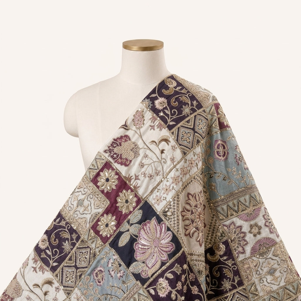 Maroon Embroidery Crepe Fabric Draped as a saree