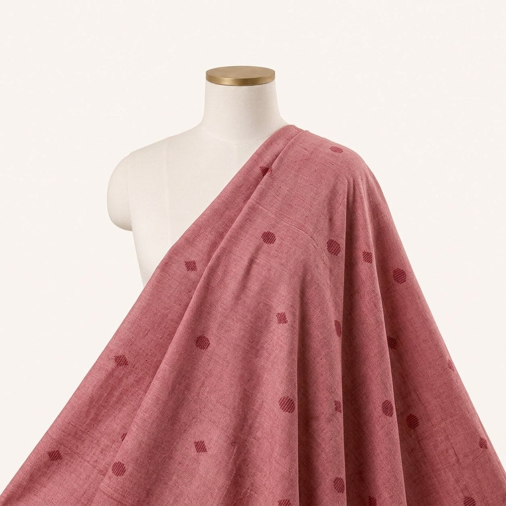 Pink Printed Cotton Fabric Draped as a saree