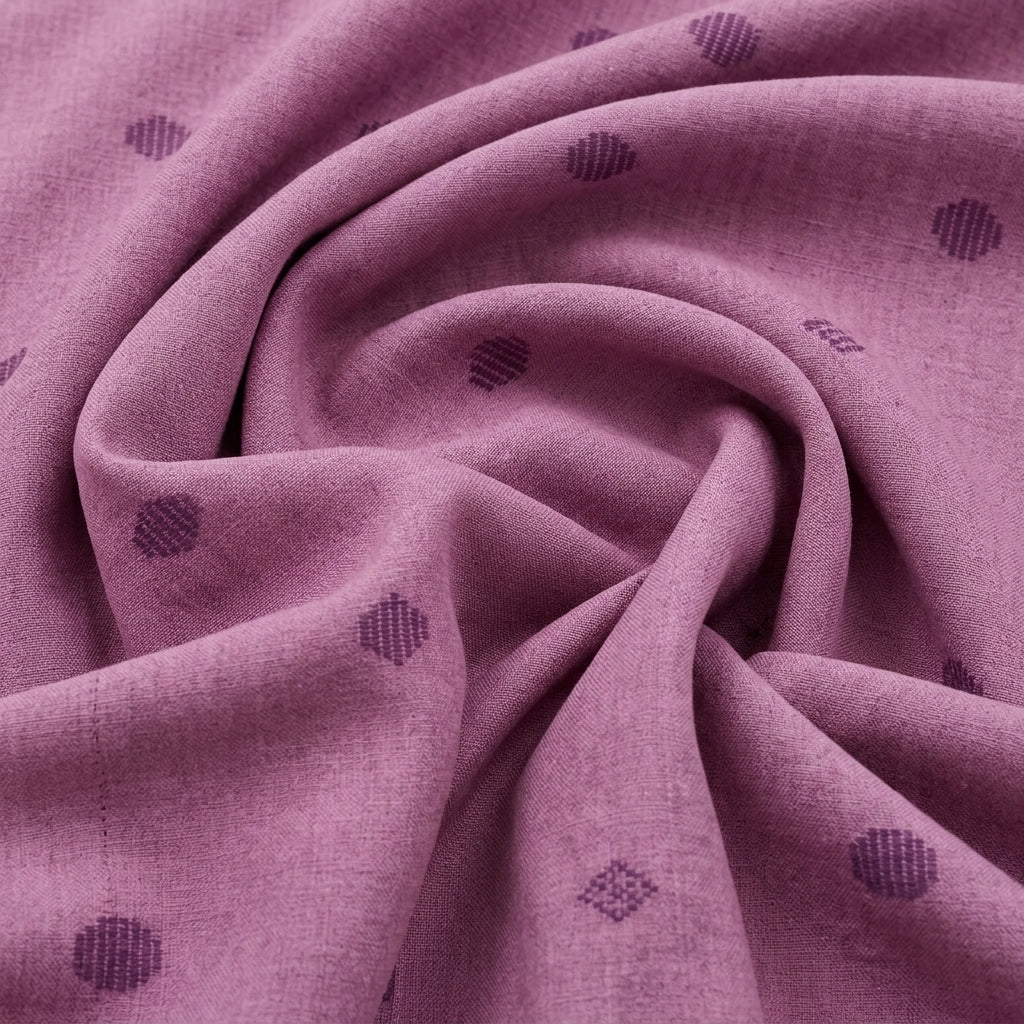 Swirled Violet Printed Cotton Fabric Showing Drape
