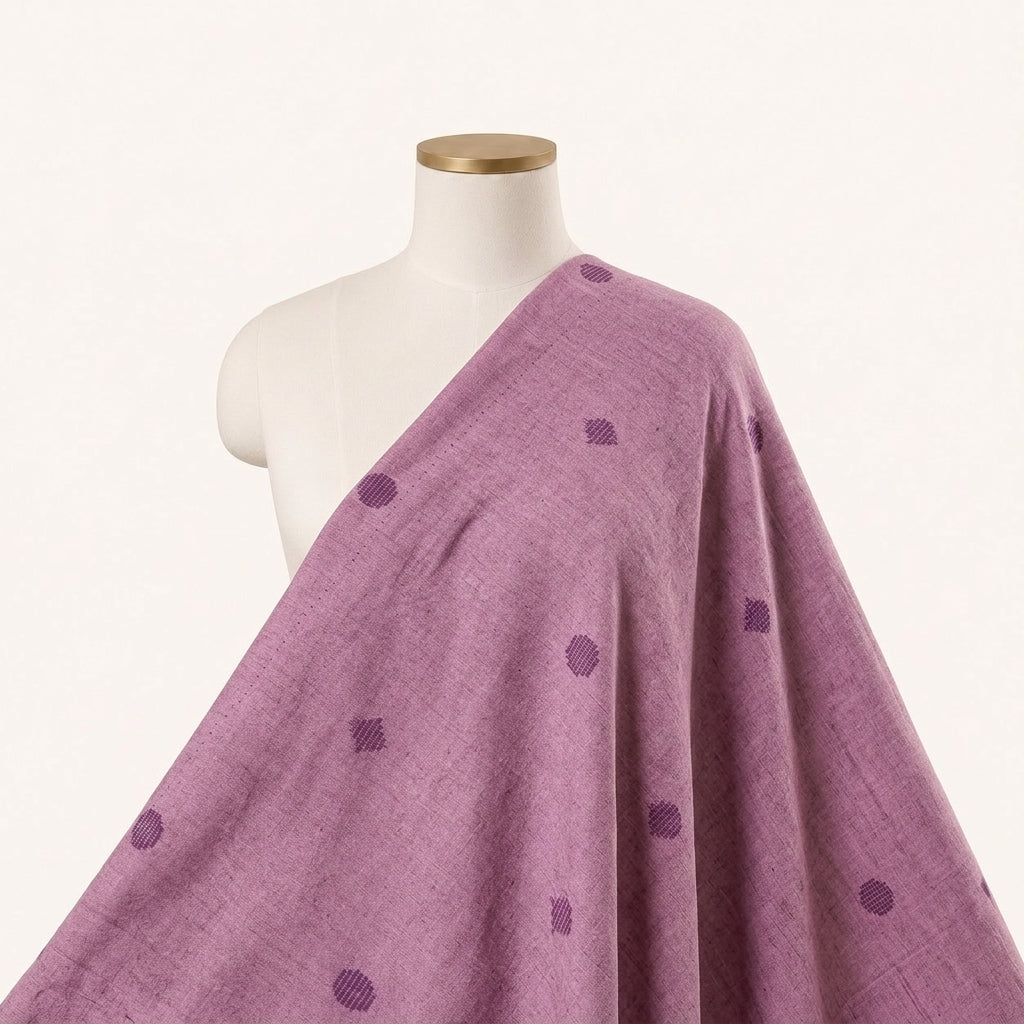 Violet Printed Cotton Fabric Draped as a saree