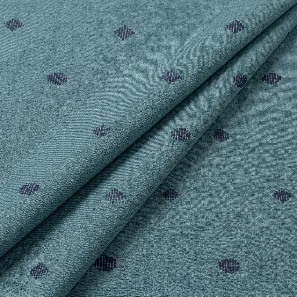 Folded Blue Printed Cotton Fabric