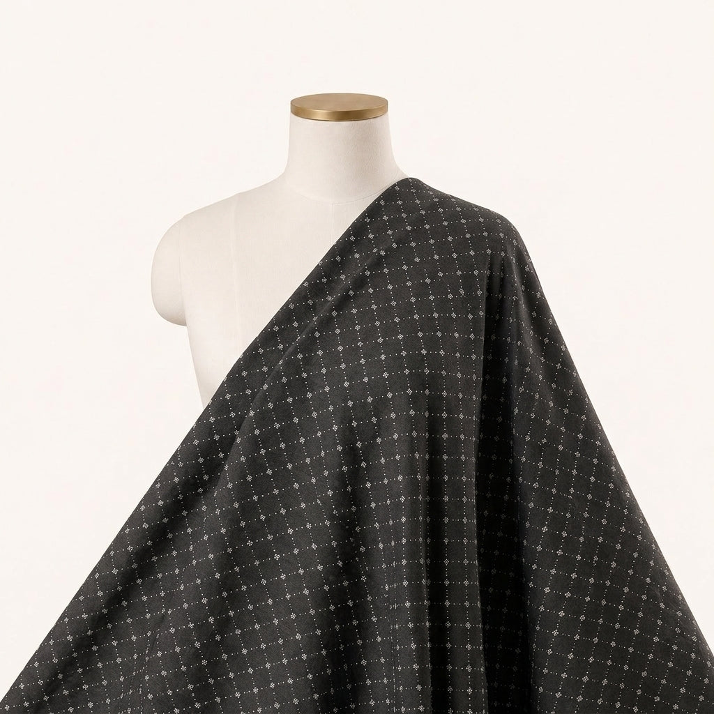 Black Diamond Rayon Fabric Draped as a saree