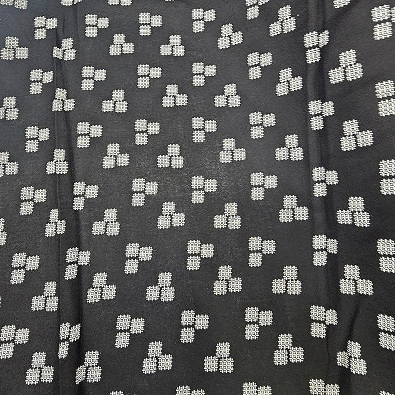 Black Abstract Rayon Fabric, laid flat