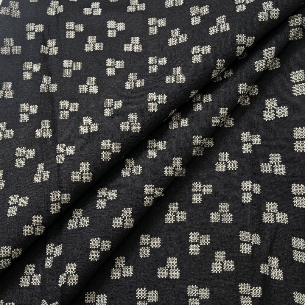 Folded Black Abstract Rayon Fabric