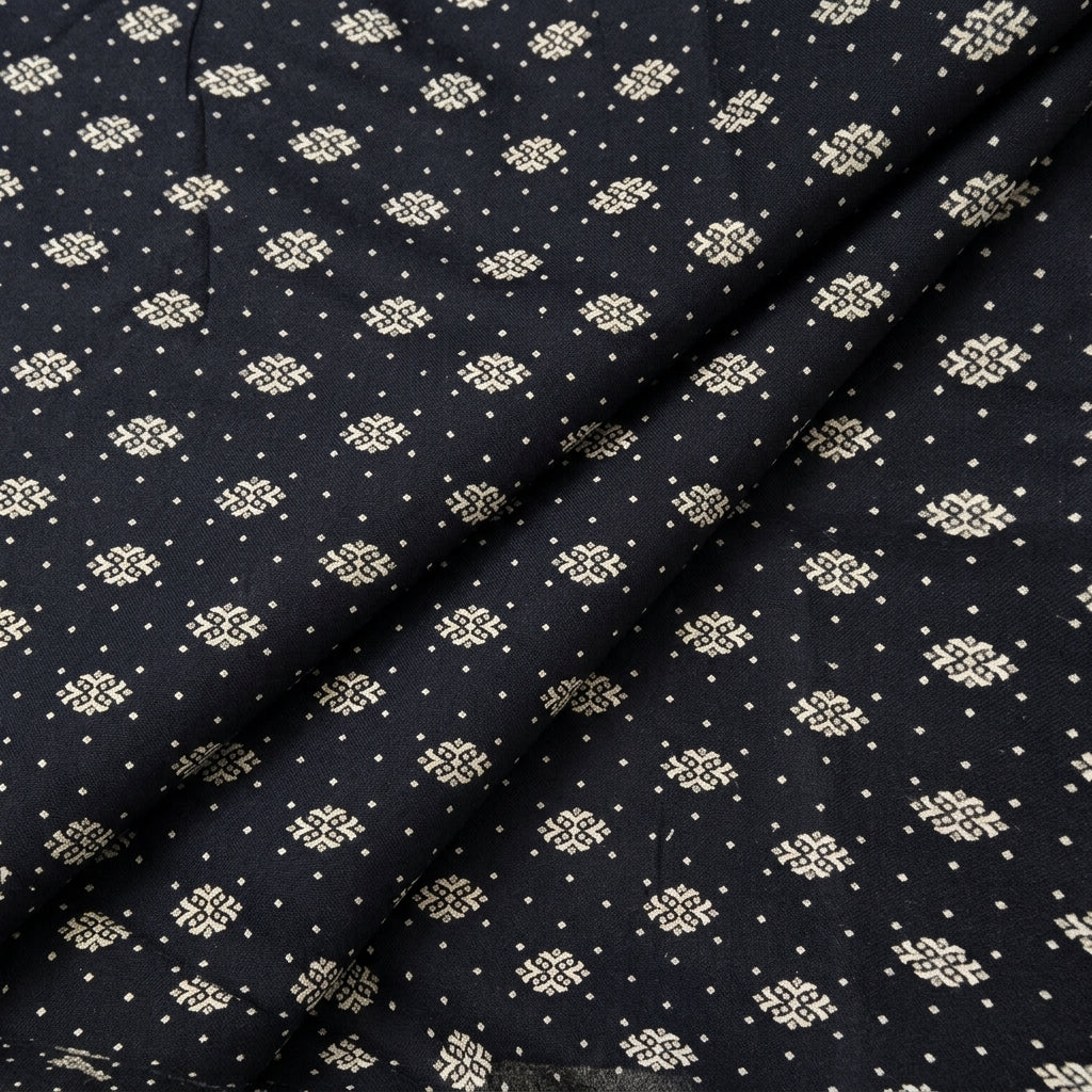 Folded Black Diamond Rayon Fabric