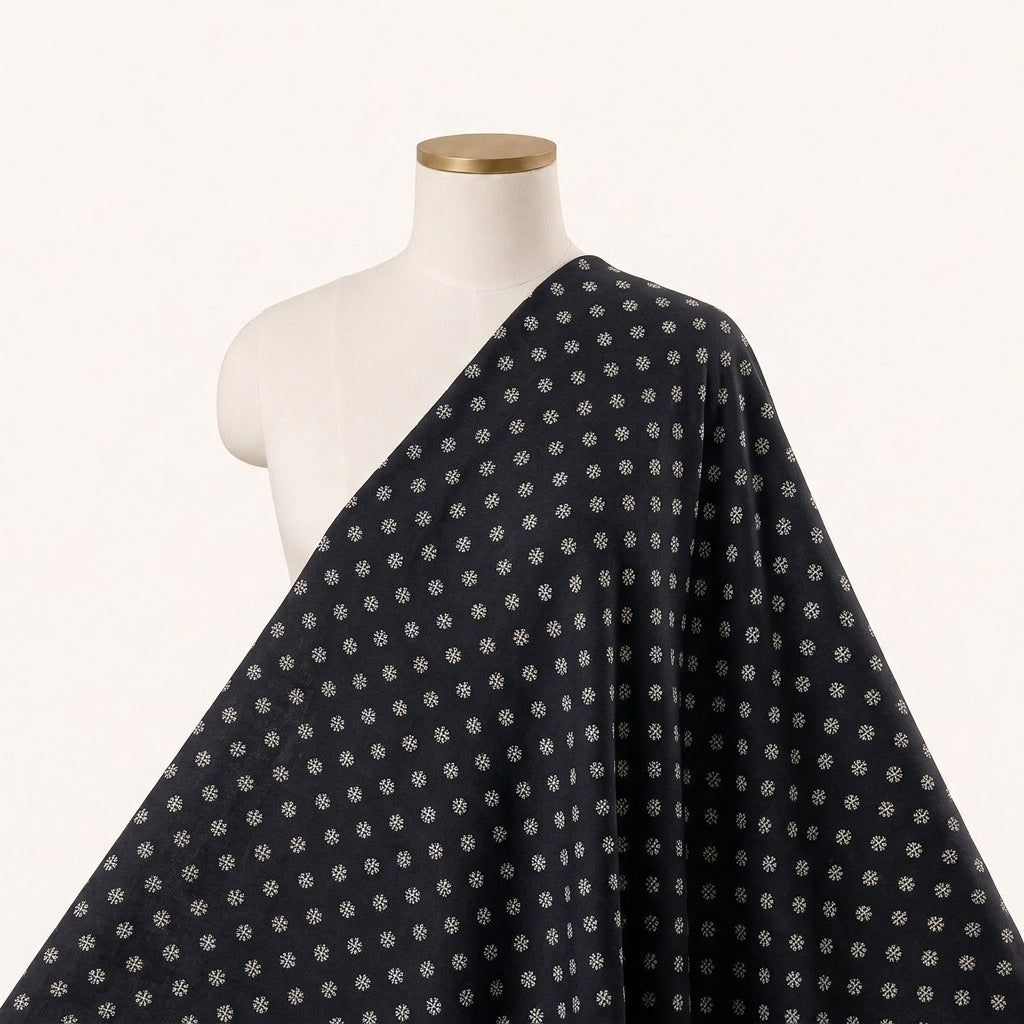 Black Diamond Rayon Fabric Draped as a saree