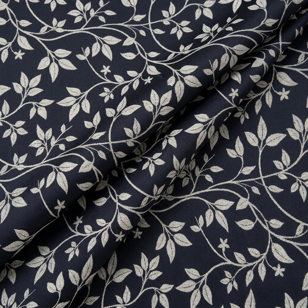 Folded Black Floral Rayon Fabric